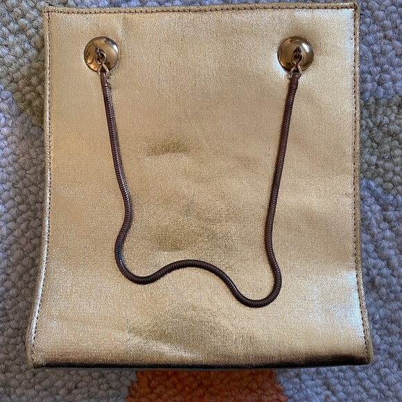 Vintage HL Harry Levine Gold Lamé Evening Handbag & Attached Coin Purse - Picture 3 of 16